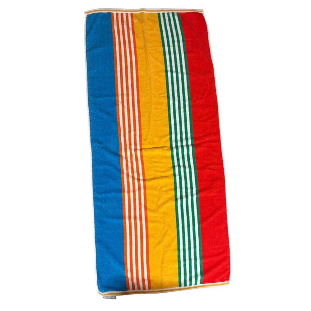 Vintage Royal Terry Beach Towel Stripes Colorful Swim 80's-90's Summer